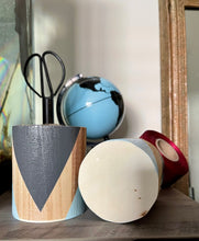 Load image into Gallery viewer, Hand painted square wood pen and pencil holder.
