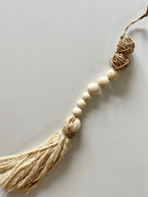 Load image into Gallery viewer, Wooden Bead Tassel Ornament with Grapevine Ball
