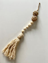 Load image into Gallery viewer, Wooden Bead Tassel Ornament with Grapevine Ball
