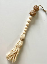 Load image into Gallery viewer, Wooden Bead Tassel Ornament with Grapevine Ball

