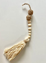 Load image into Gallery viewer, Wooden Bead Tassel Ornament with Grapevine Ball

