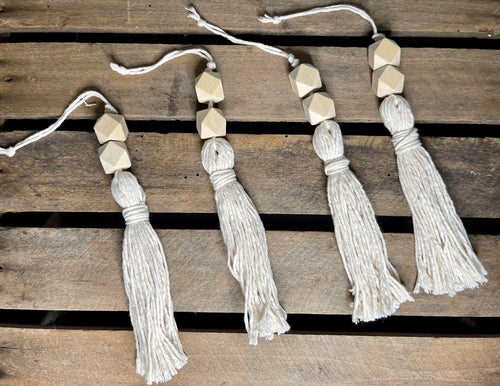 Wooden Bead and Tassel Ornament