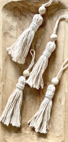 Wooden Bead and Tassel Ornament