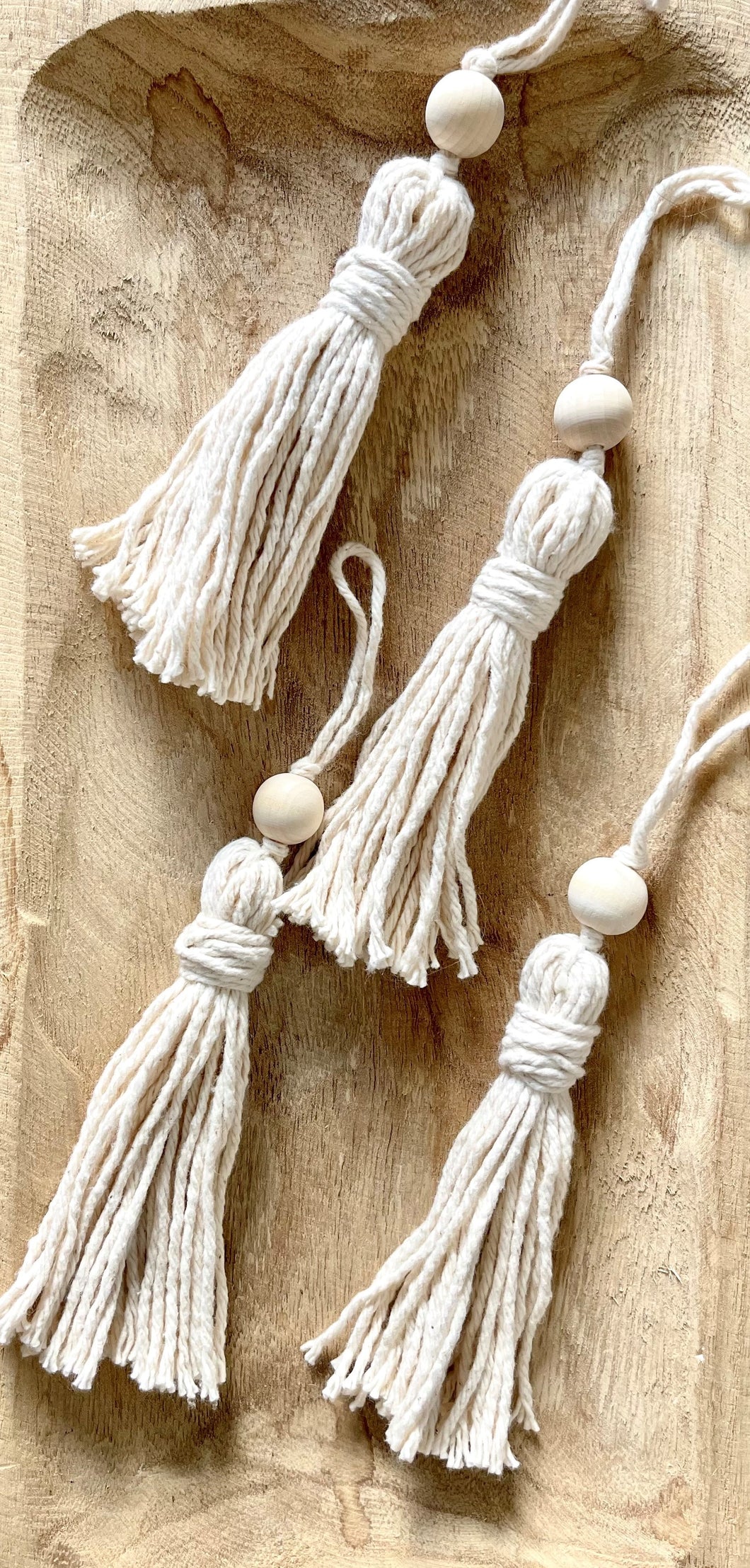 Wooden Bead and Tassel Ornament