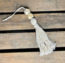 Load image into Gallery viewer, Wooden Bead and Tassel Ornament
