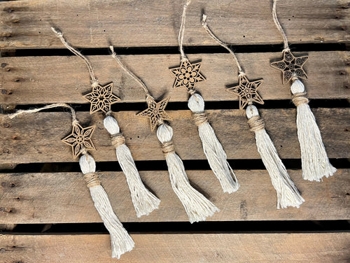 Wooden Star Tassel Christmas Ornament