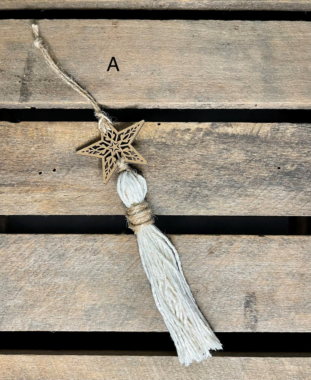 Wooden Star Tassel Christmas Ornament