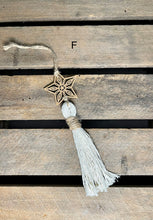 Load image into Gallery viewer, Wooden Star Tassel Christmas Ornament
