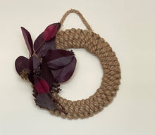 Load image into Gallery viewer, Woven Rope Wreath with Silk Flowers
