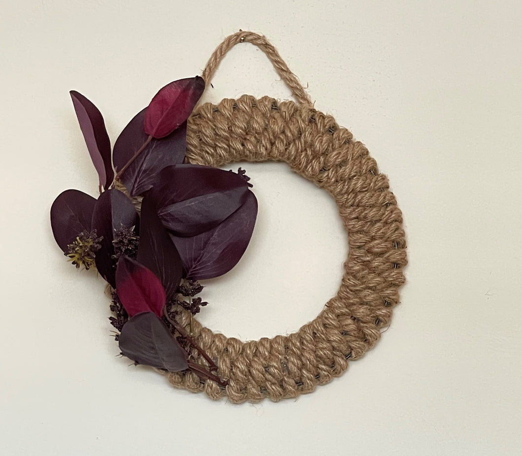 Woven Rope Wreath with Silk Flowers