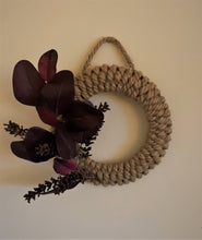 Load image into Gallery viewer, Woven Rope Wreath with Silk Flowers
